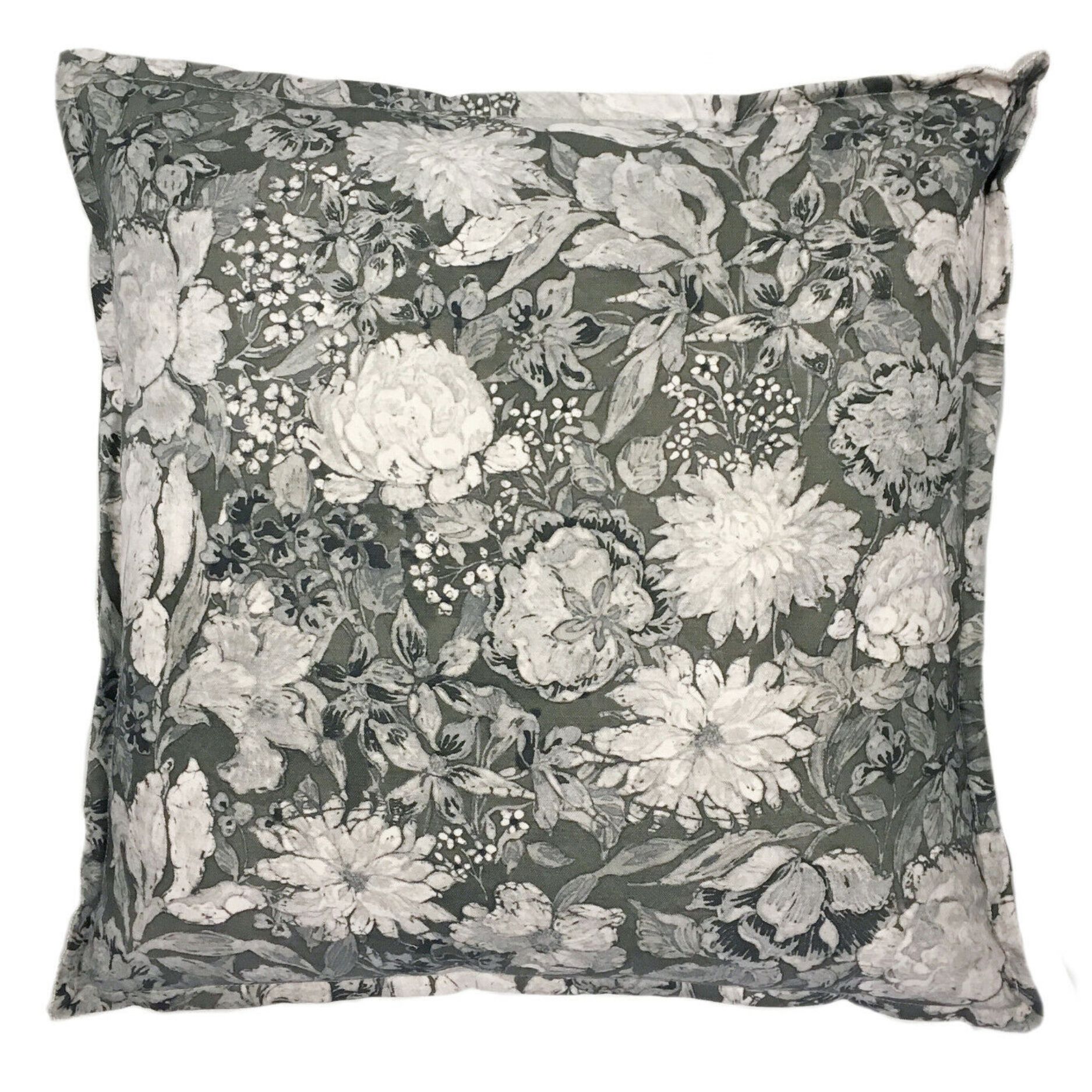 Box Cushion i-Flower - Granite with contrast border in Moresque - Grit 57x57cm (ex-display)