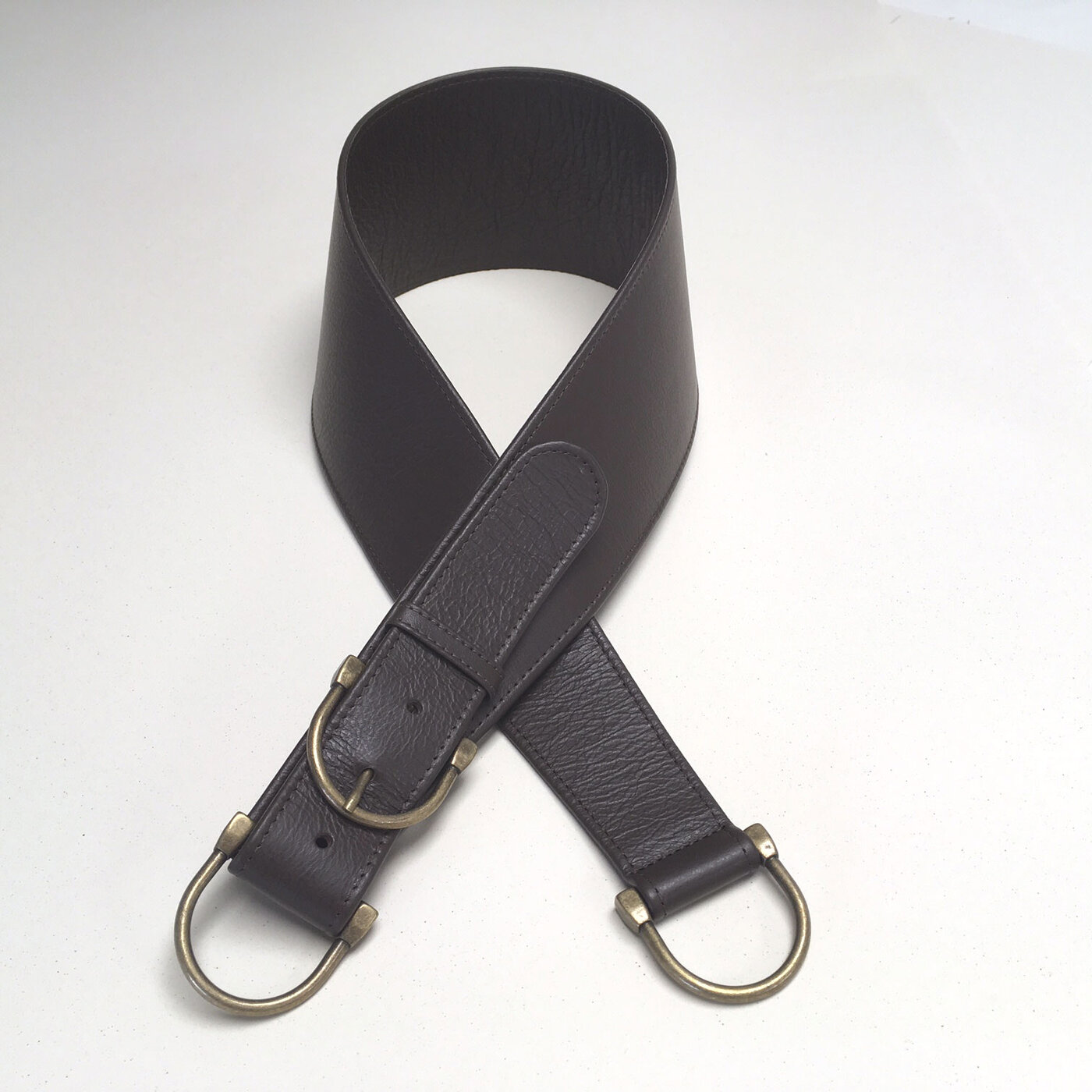 Leather Buckle Tieback - Earth (Left)