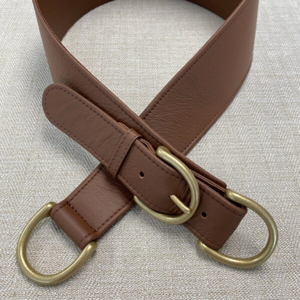 Leather Buckle Tieback - Saddle (Left)