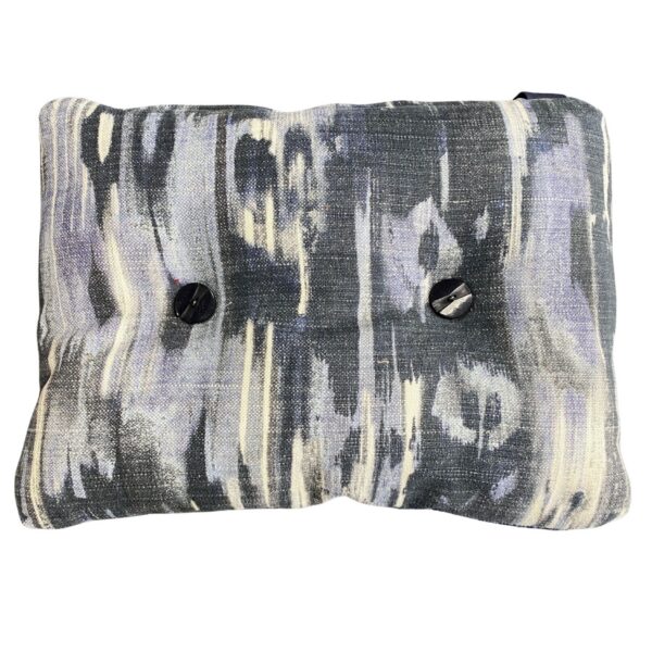 Double sided Rectangle Seat Cushion Ikat front and Textured fabric with button detail 42 x 33 cm