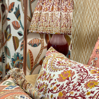 Mallow Border Cayenne cushion lampshade