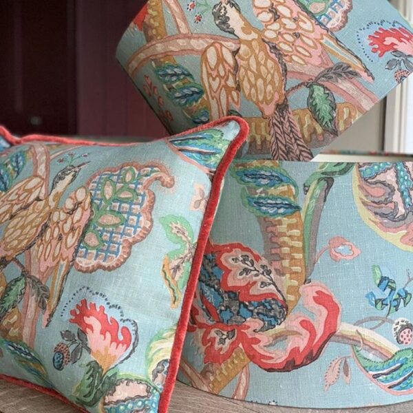 Poppinjay linen thirties blue green cushion (2)