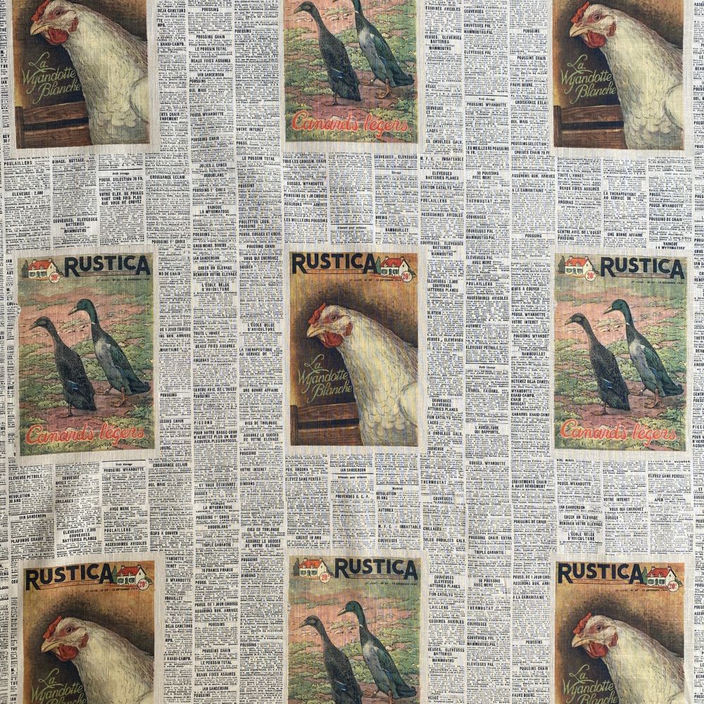 Rustica Trois Fabric - Vintage Ducks & Chickens (Sample)