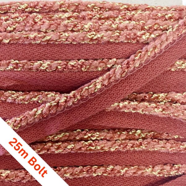 Zanzibar Flanged Cord Coral, bolt of 25m