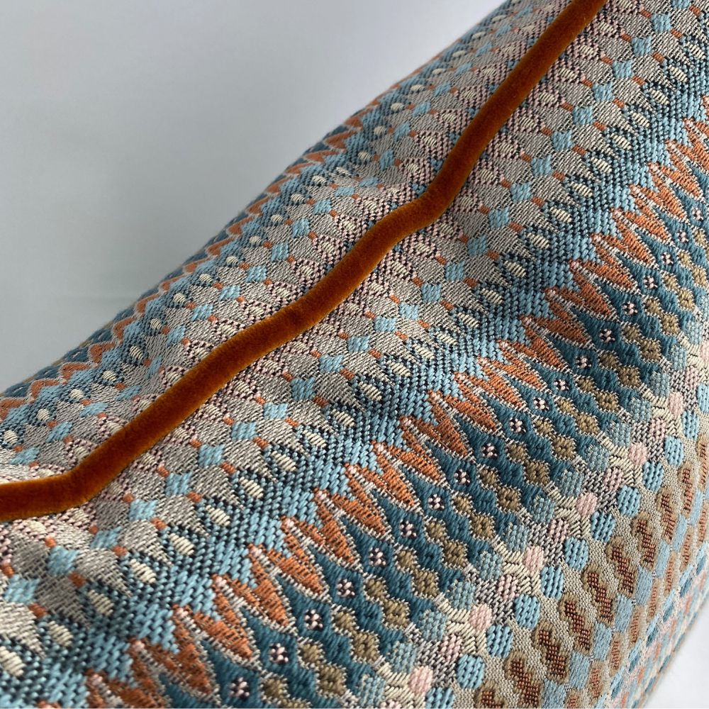 inca blue bronze cushion close