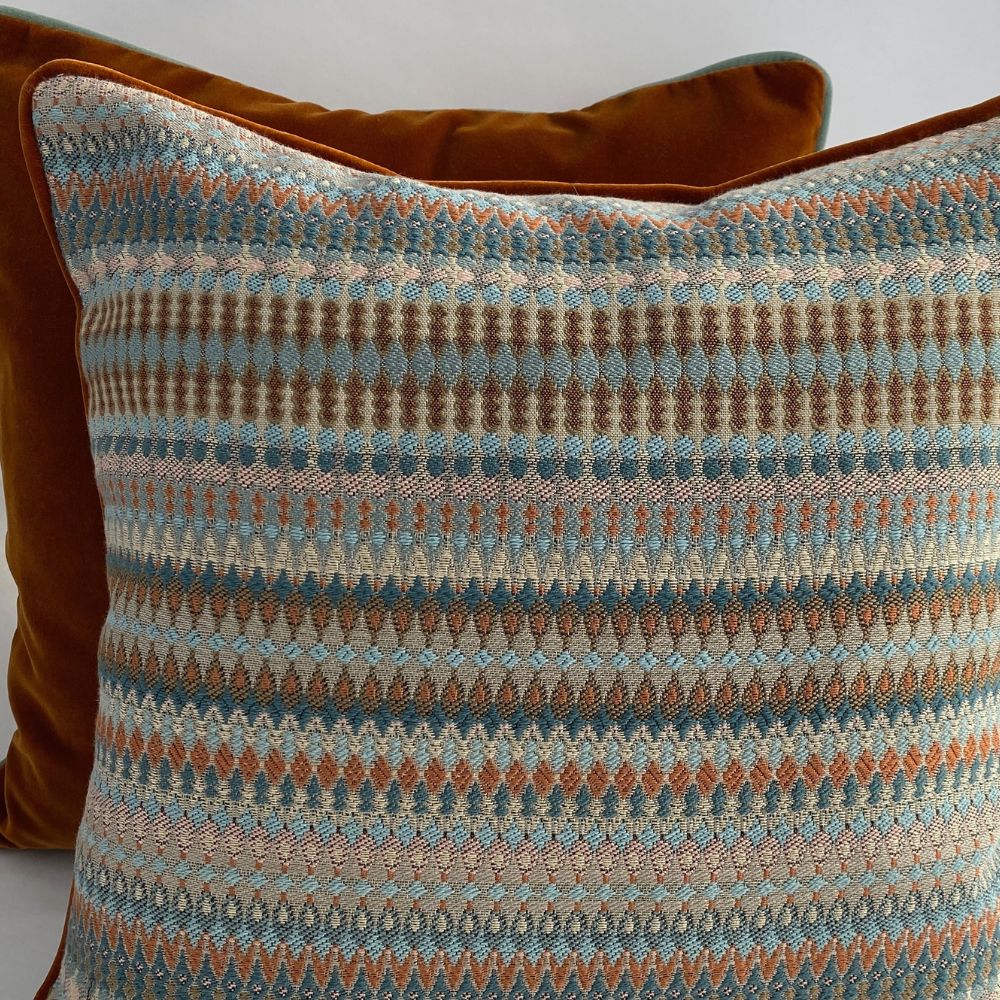 inca blue bronze cushion