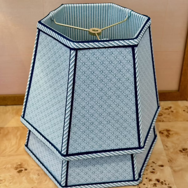 moresque - french blue - hexagonal - lampshade 1