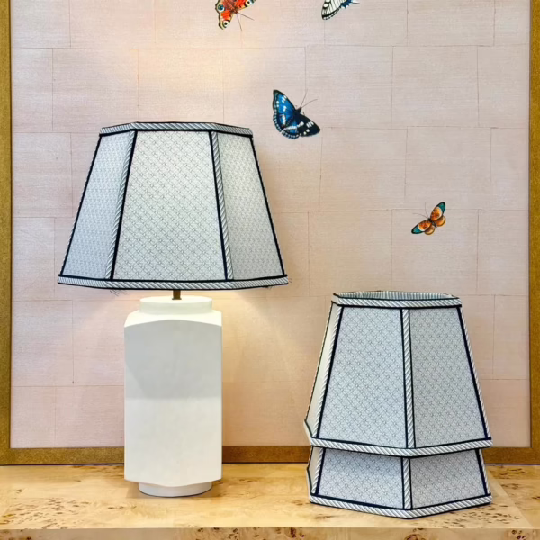 moresque - french blue - hexagonal - lampshade 2